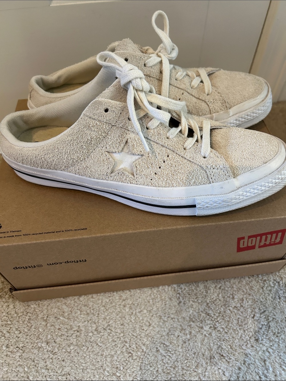 Converse Cream Suede One Star Low Top Sneakers